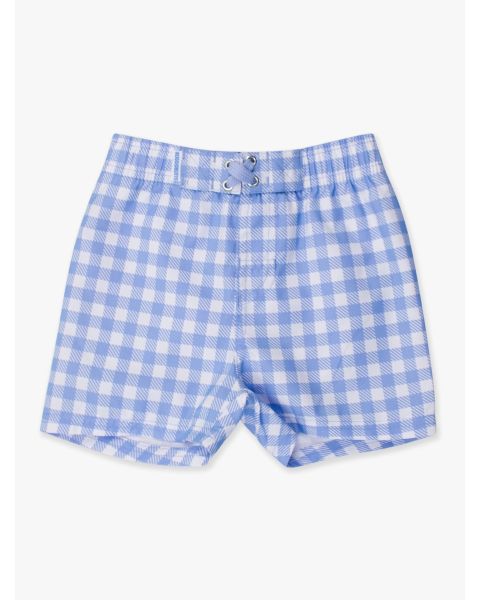 Periwinkle Blue Gingham Swim Trunks