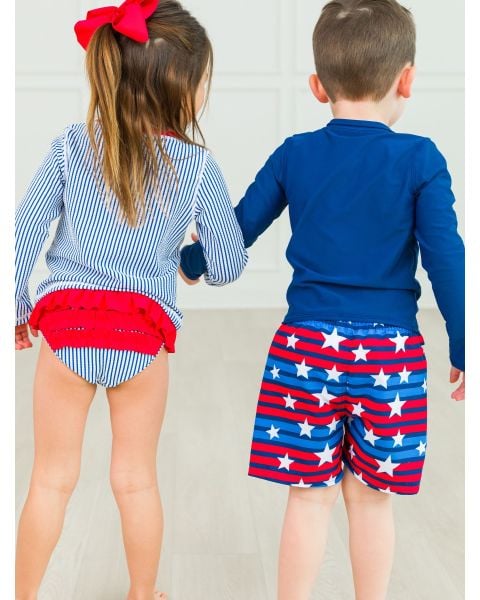 All-American Stripe Swim Trunks