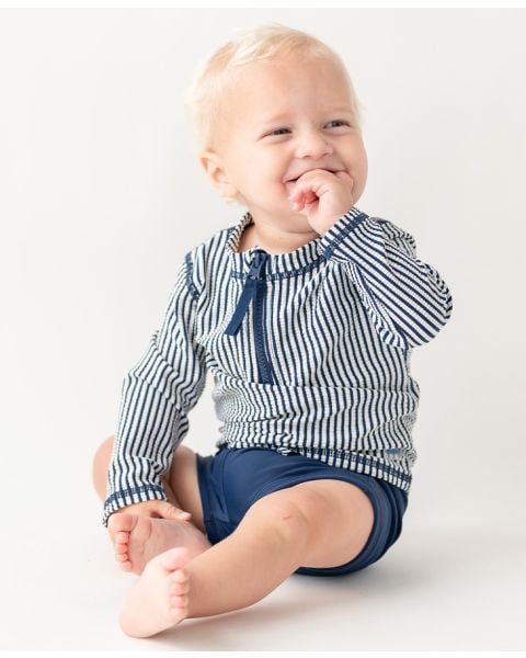 Navy Shortie Swim Trunks