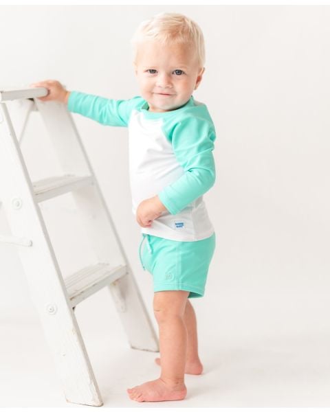 Island Blue Shortie Swim Trunks