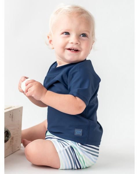 Coastal Stripes Shortie Swim Trunks