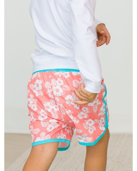 Hibiscus Dreams Dolphin Hem Swim Trunks