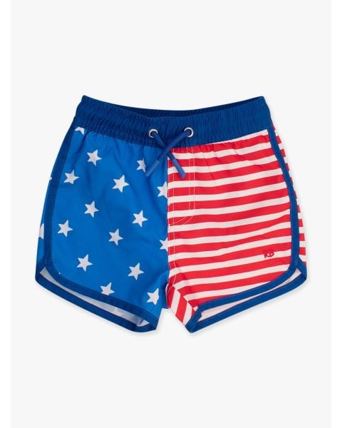 Stars & Stripes Dolphin Hem Swim Trunks