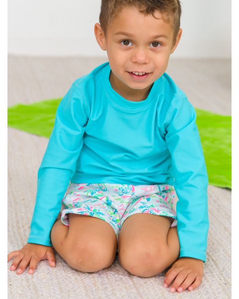 Bright Aqua Long Sleeve Rash Guard