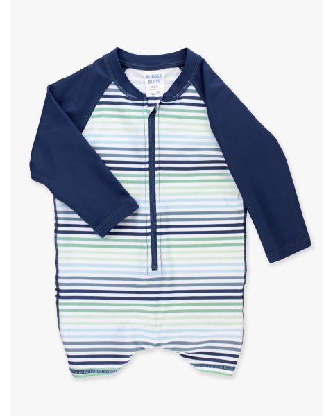 Coastal Stripes Long Sleeve One Piece Rash Guard