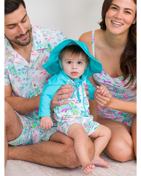 Tropical Resort Long Sleeve One Piece Rash Guard