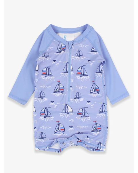 Blue Seas the Day Long Sleeve One Piece Rash Guard