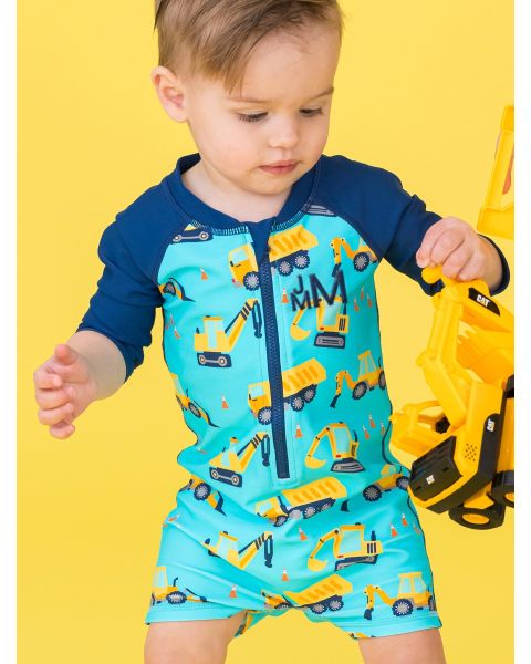 Under Construction Boys Long Sleeve One Piece Rash Guard