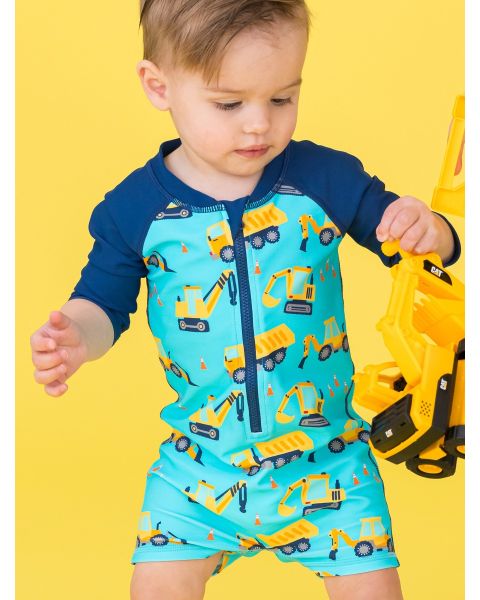 Under Construction Boys Long Sleeve One Piece Rash Guard