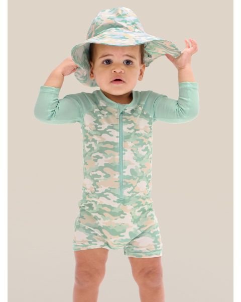 Sage Trail Camo Boys Long Sleeve One Piece Rash Guard