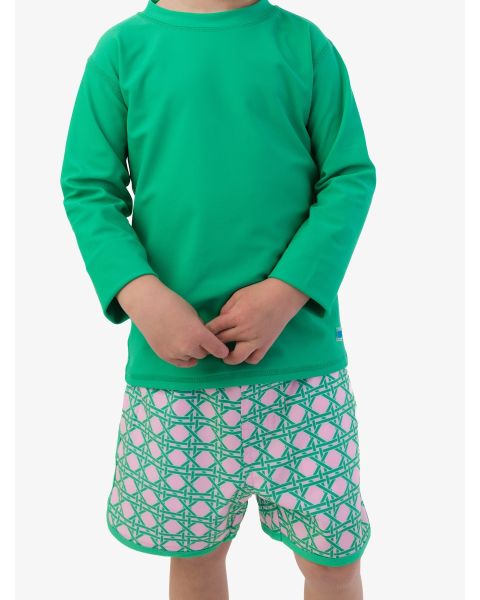 Pink Coastal Cane Performance Hybrid Dolphin Hem Swim Trunks
