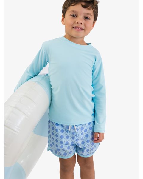 Periwinkle Blue Coastal Cane Performance Hybrid Dolphin Hem Swim Trunks