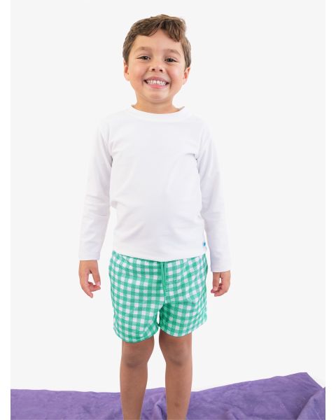 Spring Bud Gingham Performance Hybrid Swim Trunks