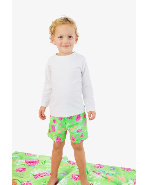 Neon Turtle Tide Performance Hybrid Swim Trunks