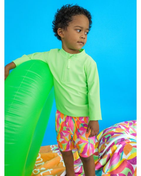 Neon Tropical Adventure Performance Hybrid Swim Trunks