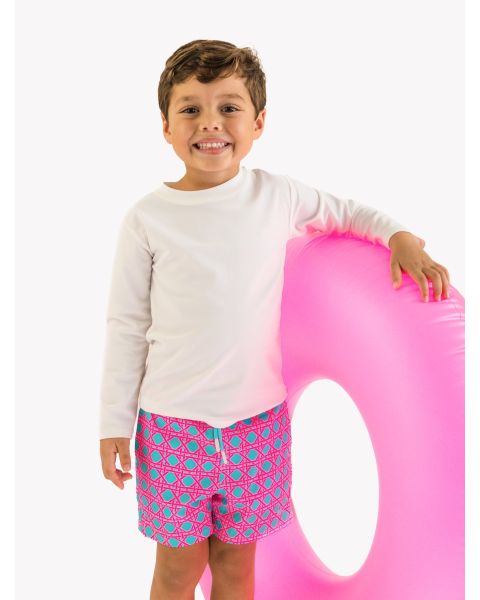 Neon Sorbet Cane Performance Hybrid Swim Trunks