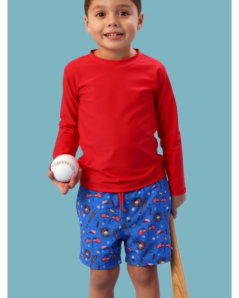 Blue Stars & Strikes Performance Hybrid Swim Trunks