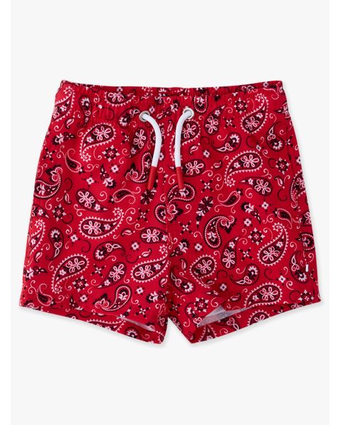 Vintage Red Bandana Performance Hybrid Swim Trunks