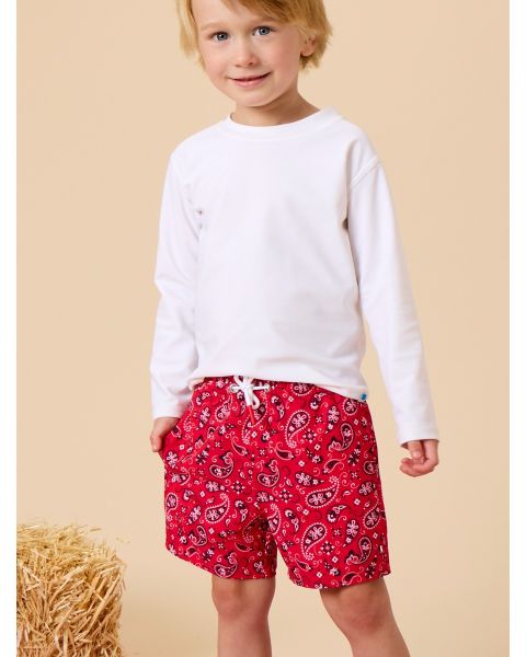 Vintage Red Bandana Performance Hybrid Swim Trunks