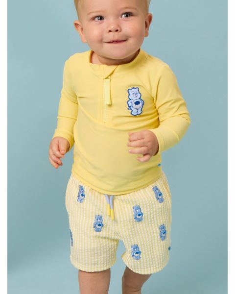 Banana Seersucker Grumpy Bear Care Bears Performance Hybrid Swim Trunks