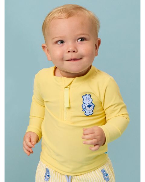 Grumpy Bear Care Bears Applique Long Sleeve Zipper Rash Guard