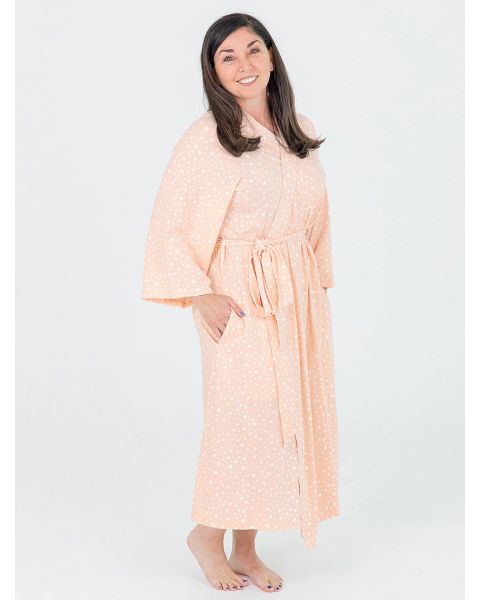 Pink Fawn Dot Womens Knit Robe