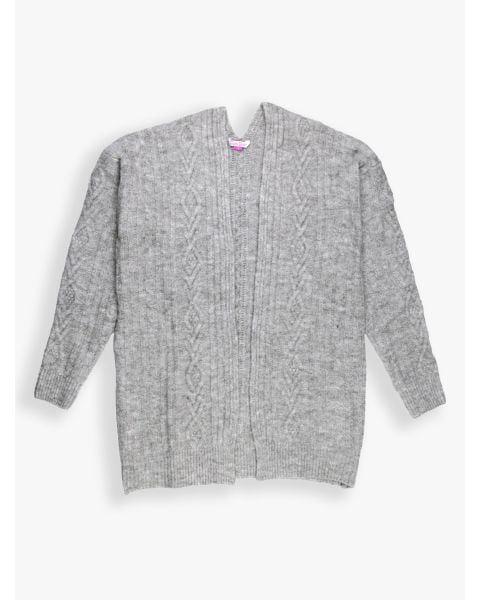 Heather Light Gray Women's Cozy Sweater Knit Open Cardigan
