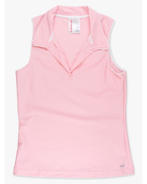 Pink Women's Sleeveless Polo Active Top