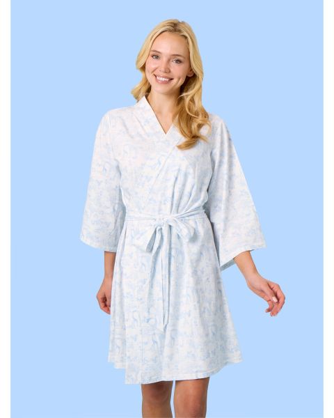Periwinkle Blue Safari Toile Women's Maternity Robe, Modal Blend