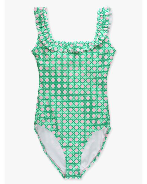 Pink Coastal Cane Women's Ruffle One Piece Swimsuit