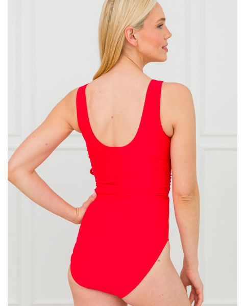 Vintage Red Women's Wrap One Piece Swimsuit