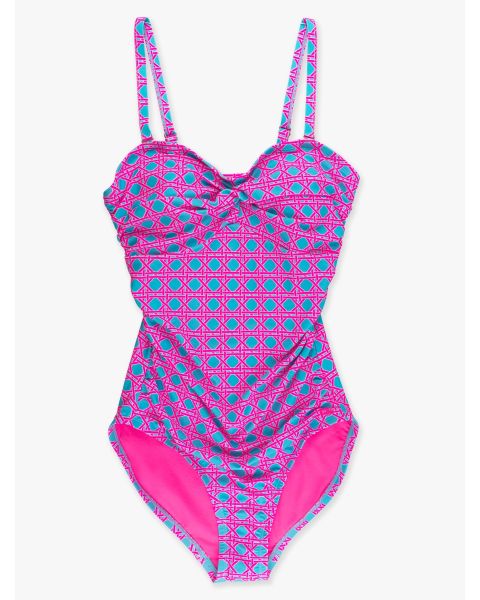 Neon Sorbet Cane Women's Convertible Bandeau One Piece Swimsuit