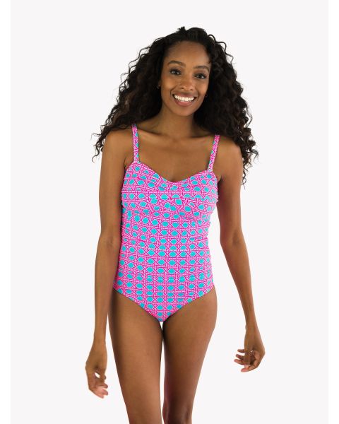Neon Sorbet Cane Women's Convertible Bandeau One Piece Swimsuit