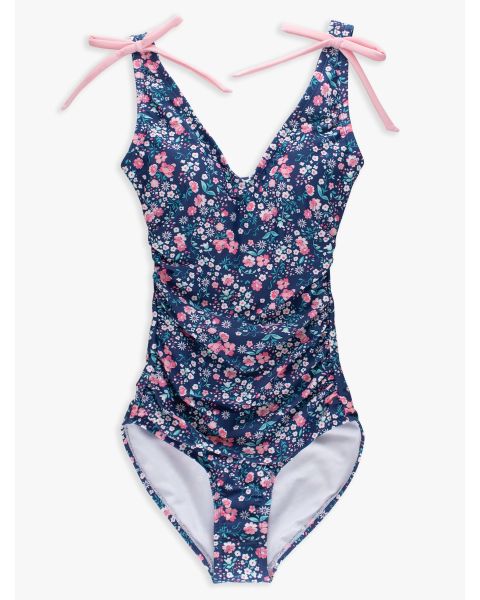 Moonlit Meadow Women's Bow V-Neck One Piece Swimsuit
