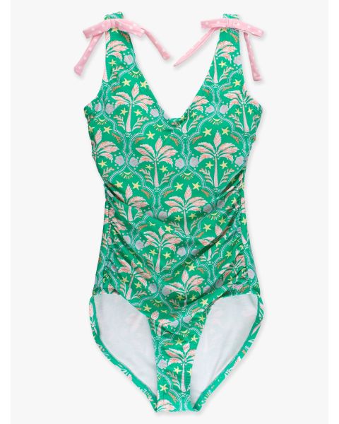 Coconut Cabana Women's Bow V-Neck One Piece Swimsuit