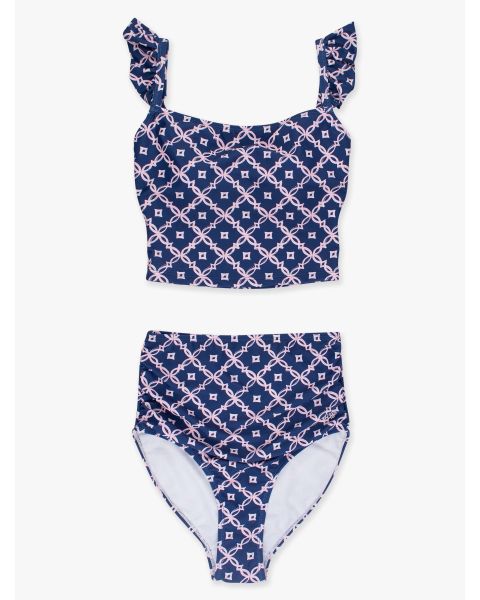 Navy Coastal Charm Women's Ruffle Two Piece Swimsuit