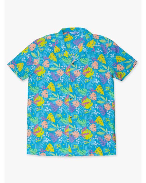 Neon Tiki Vibes Men's Short Sleeve Camp Shirt