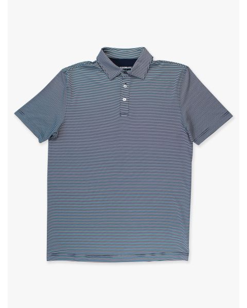 Navy Micro Stripe Men's Knit Short Sleeve Performance Polo