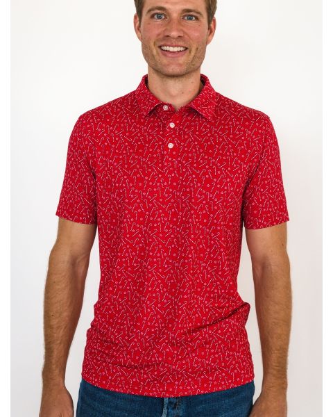 Tiny Candy Canes Men's Knit Short Sleeve Performance Polo