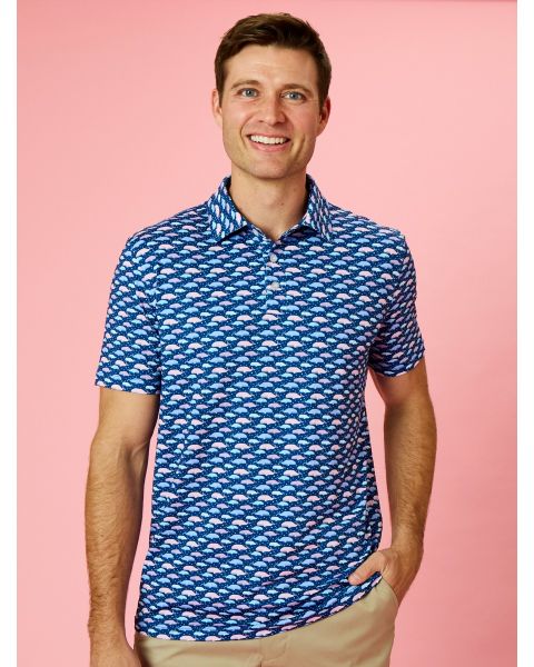 Tiny Whale Harbor Men's Knit Short Sleeve Performance Polo