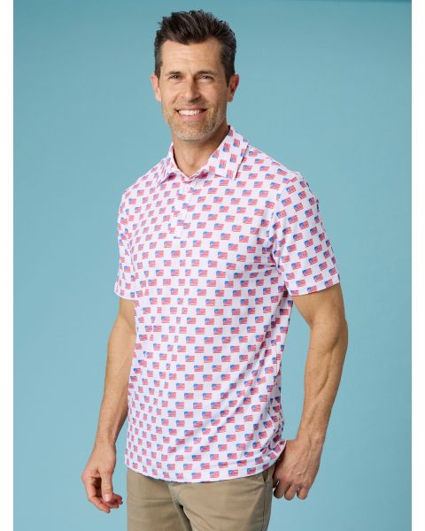 Freedom Flags Men's Knit Short Sleeve Performance Polo