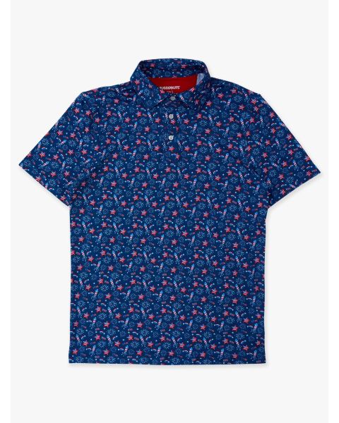 Red White Boom Men's Knit Short Sleeve Performance Polo