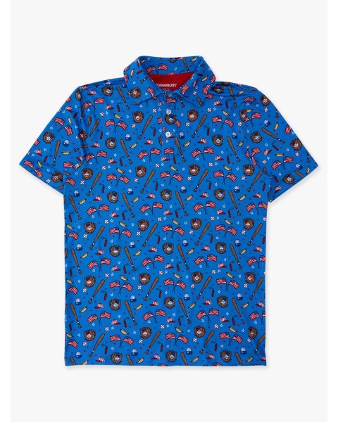 Blue Stars & Strikes Men's Knit Short Sleeve Performance Polo