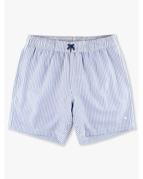 Periwinkle Blue Seersucker Men's Swim Trunks