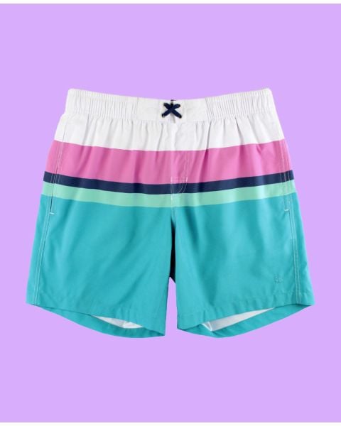 Aqua Color Block Men's Swim Trunks
