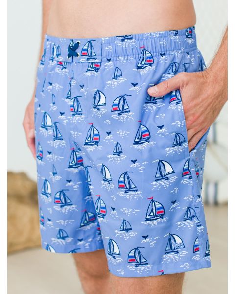 Blue Seas the Day Men's Swim Trunks
