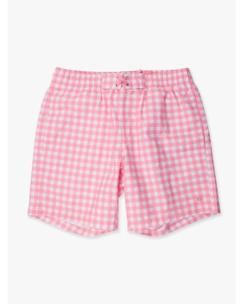 Bubblegum Pink Gingham Men's Swim Trunks