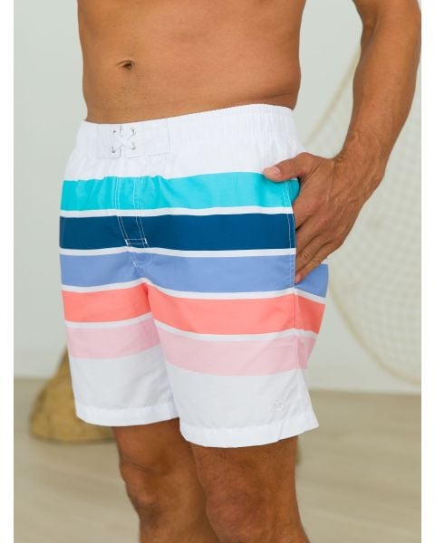 Seaside Stripe Men's Swim Trunks