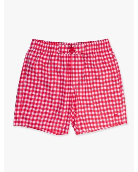 Vintage Red Gingham Men's Swim Trunks