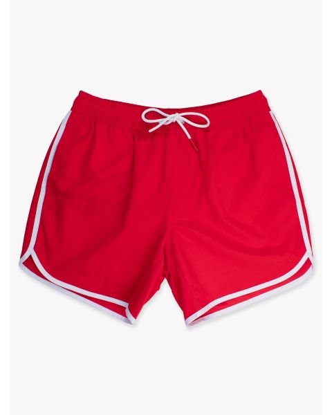 Vintage Red Men's Dolphin Hem Swim Trunks